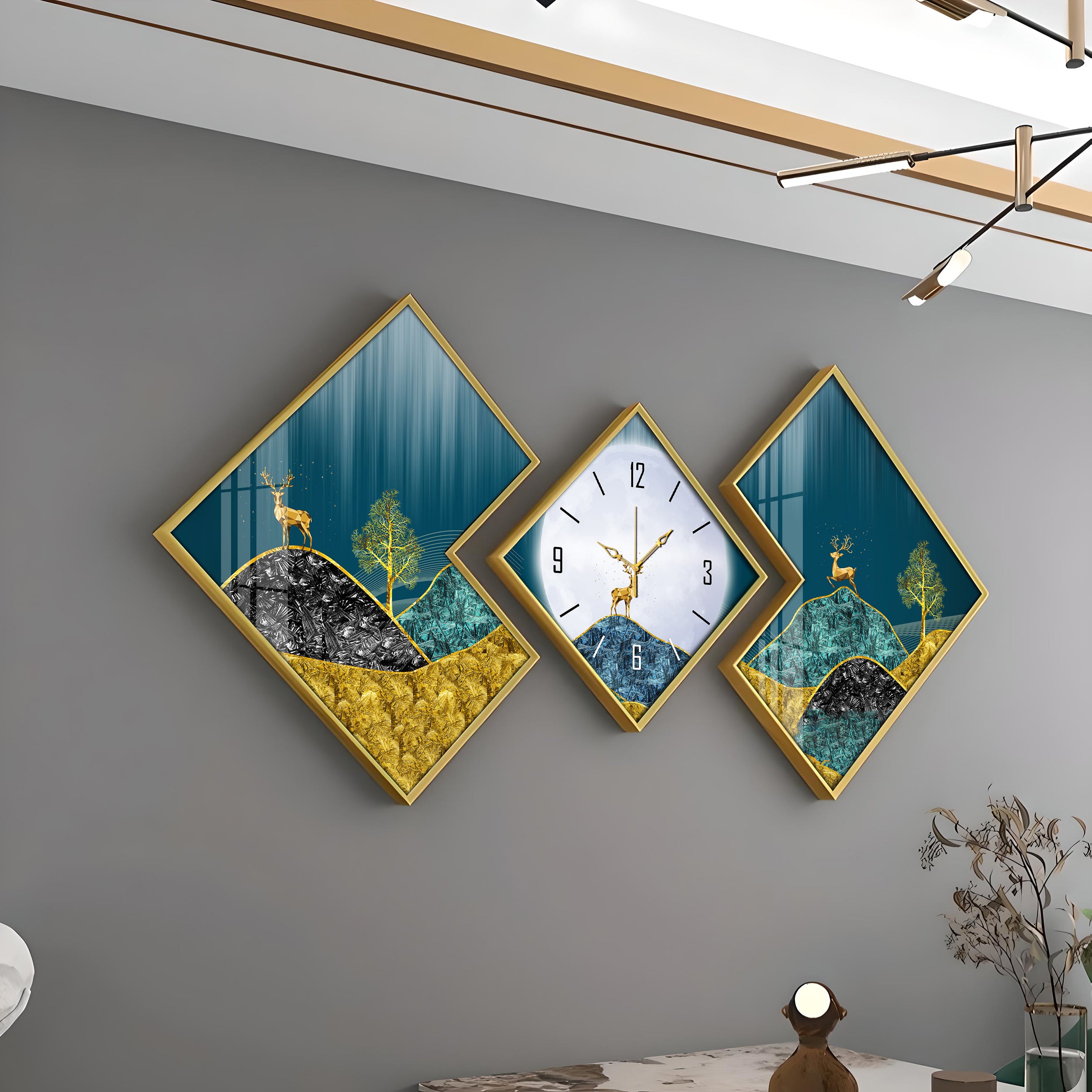 Golden Deer Premium Acrylic Wall Clock