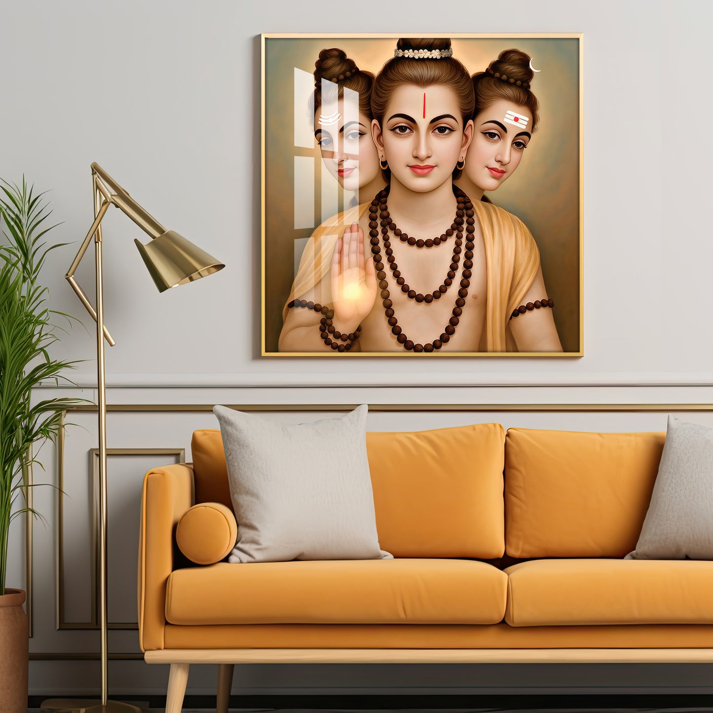 God Dattatreya Ji Maharaj Premium Acrylic Square Wall Art