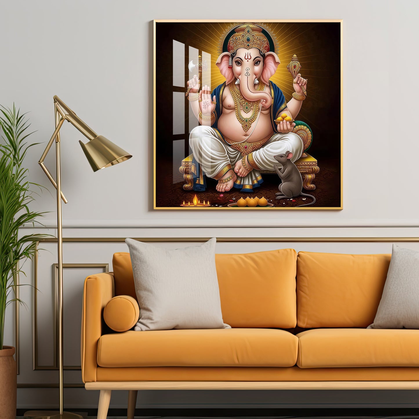 Ganesha Ji Premium Acrylic Square Wall Art