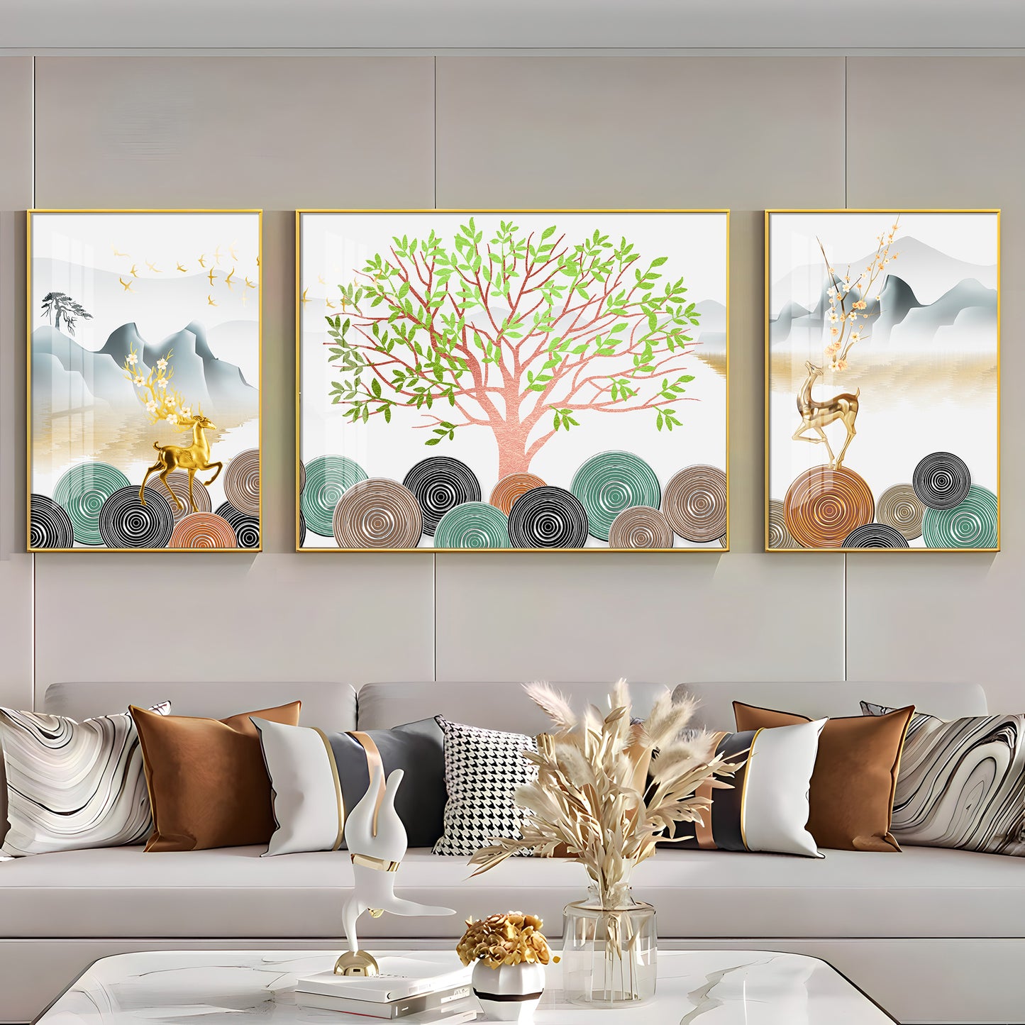 Blooming Tree Premium Acrylic Wall Art (Set of 3)