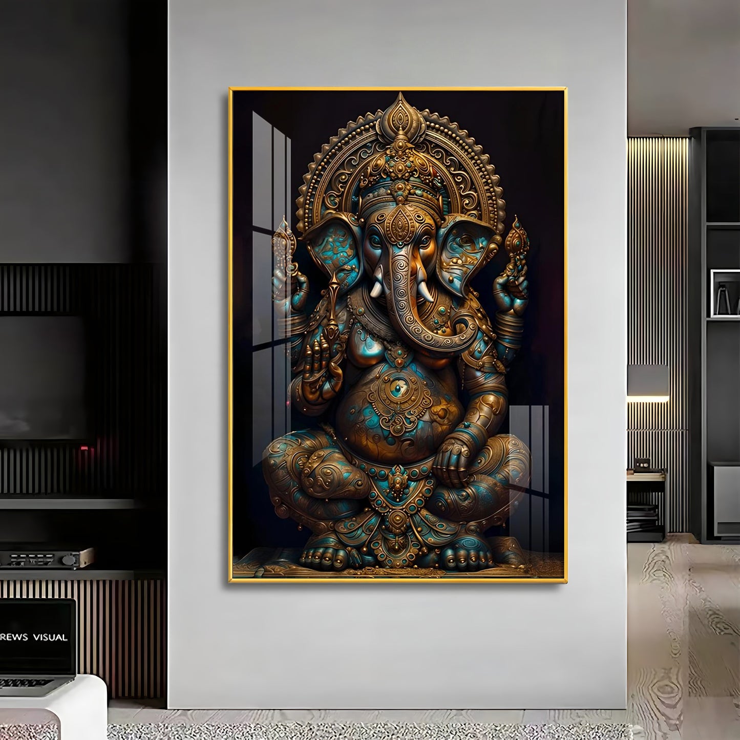 Lord Ganesha Premium Acrylic Vertical Wall Art