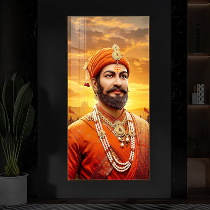 Chhatrapati Shivaji Maharaj Modern Luxury Backlight Vertical Wall Art