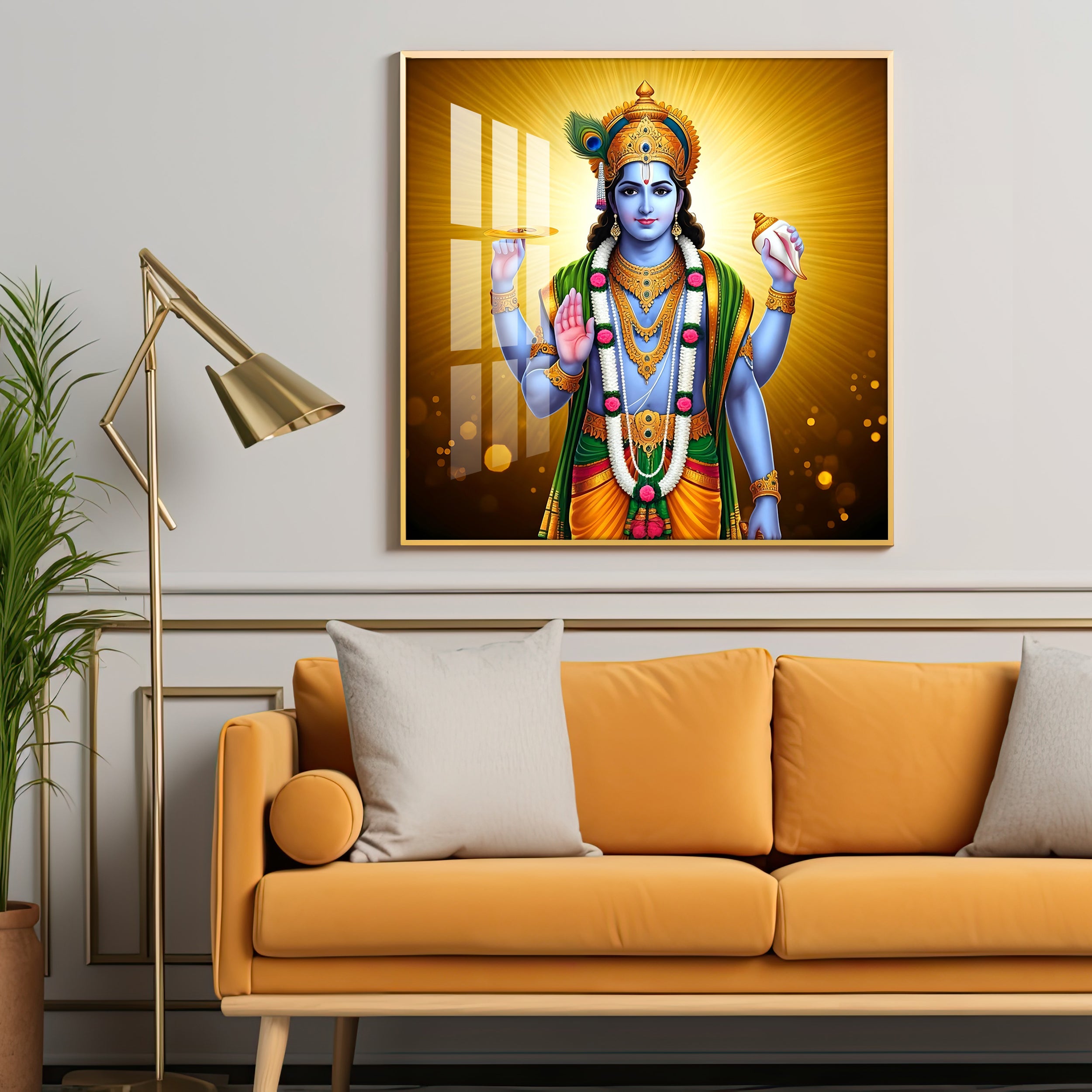 Ethereal Presence Of Lord Krishna Premium Acrylic Square Wall Art