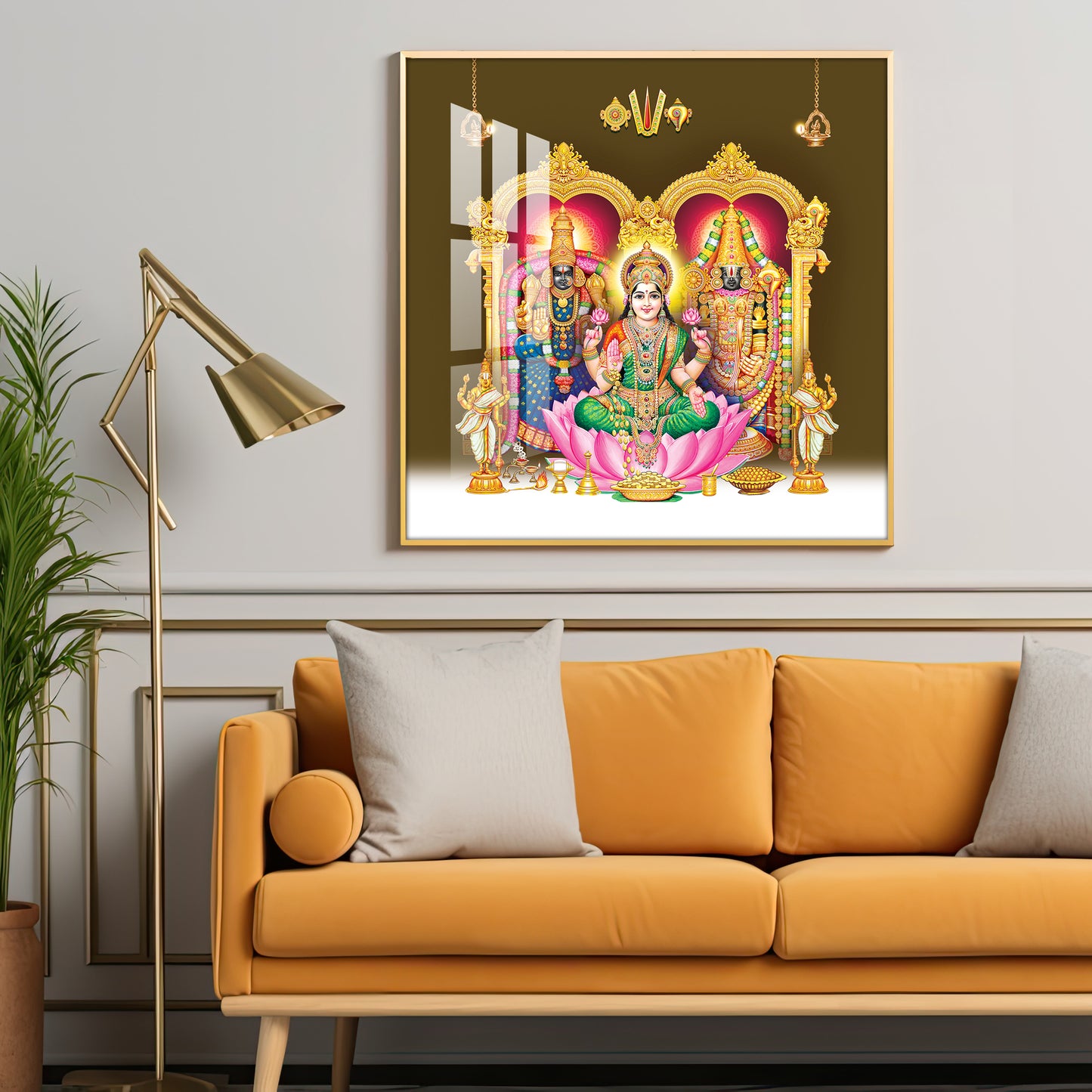 Balaji Padamavathi with kuber Laxmi Premium Acrylic Square Wall Art