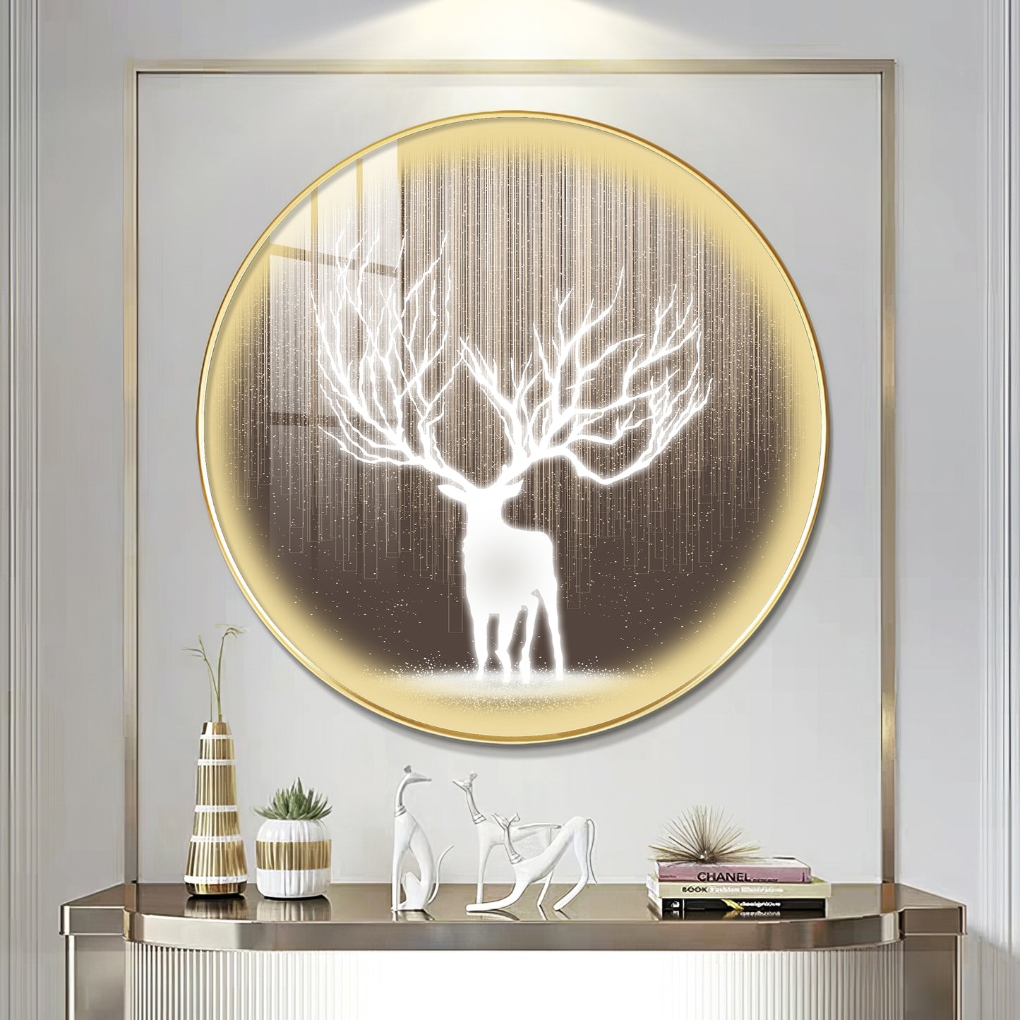 Antlered Reflection Premium Acrylic Round Wall Art