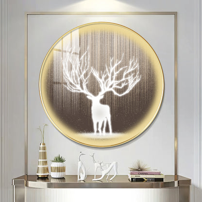 Antlered Reflection Premium Acrylic Round Wall Art