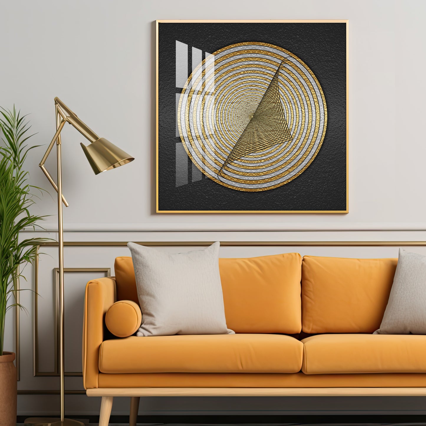 Contemporary Golden Circle Premium Acrylic Square Wall Art