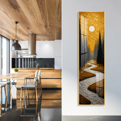 Golden Winding River Forest Premium Acrylic Vertical Wall Art