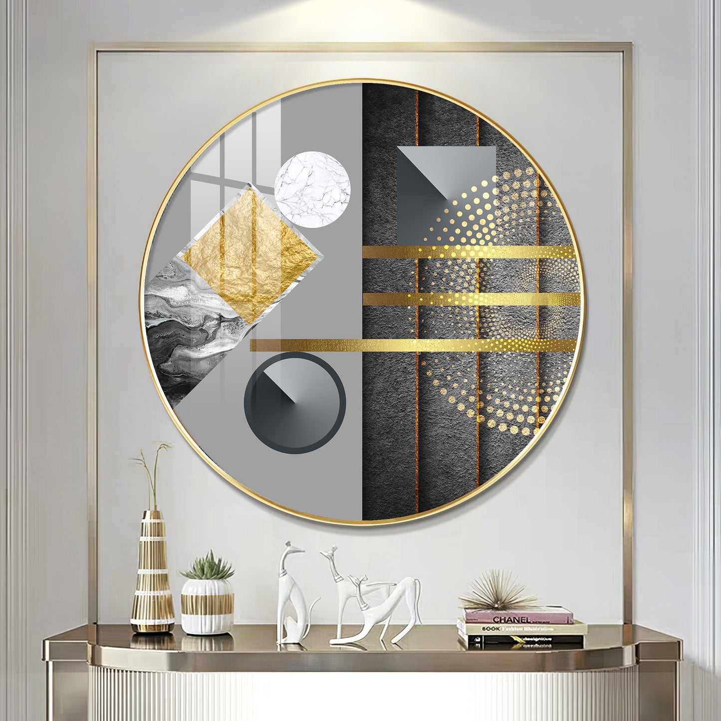 Geometric Elegance Premium Acrylic Round Wall Art