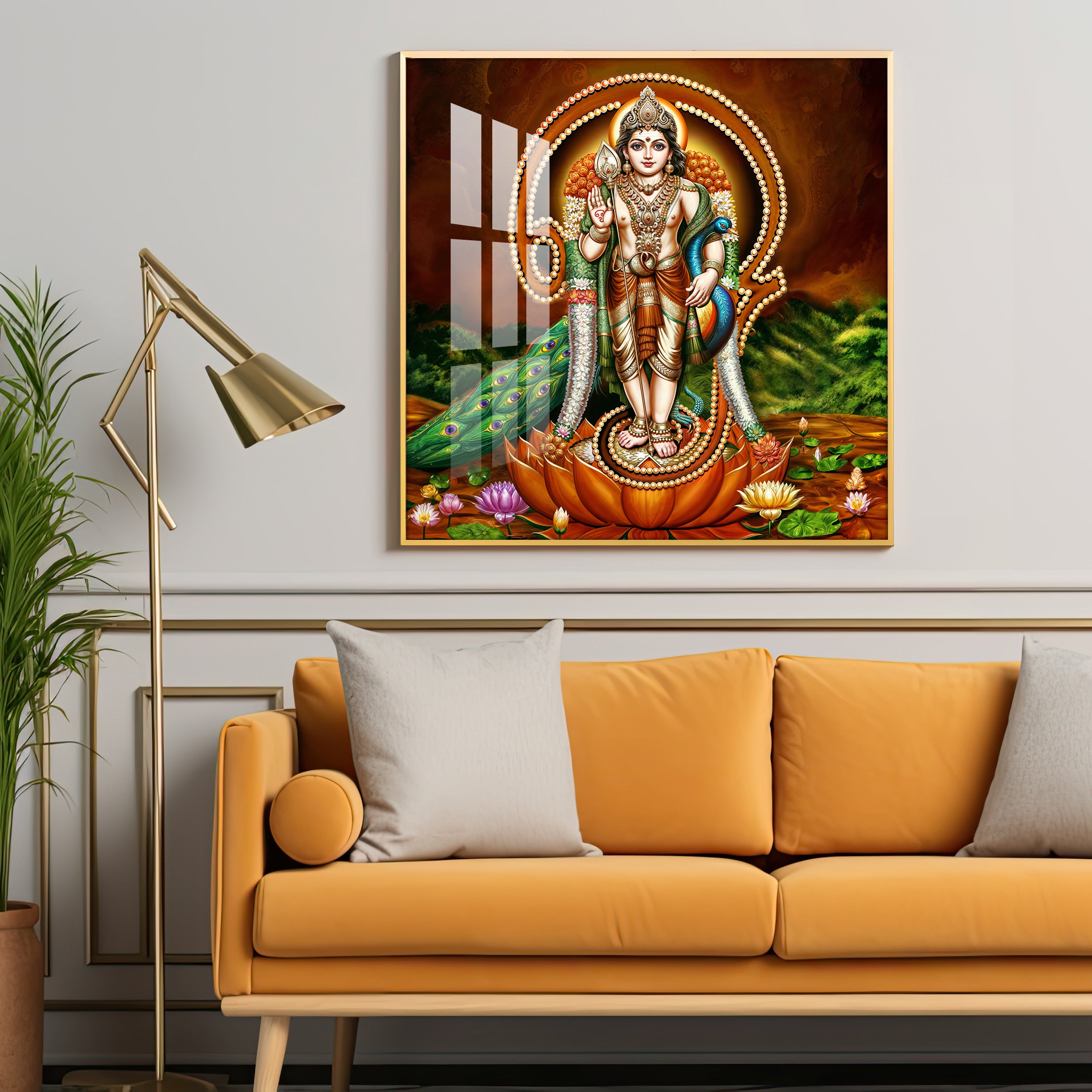 Lord Murugan Swamy Kartikey Premium Acrylic Square Wall Art