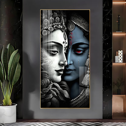 Beautiful Krishna & Radha Premium Acrylic Vertical Wall Art