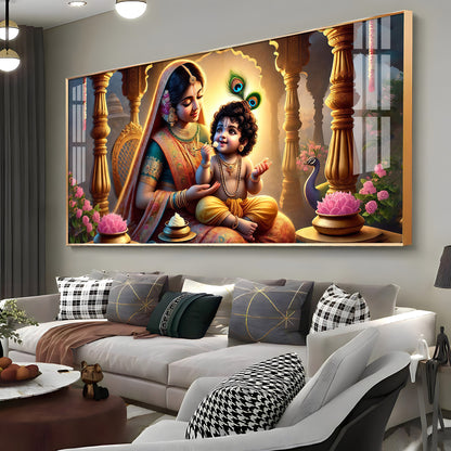 Kanha With Maa Yashoda Premium Acrylic Horizontal Wall Art