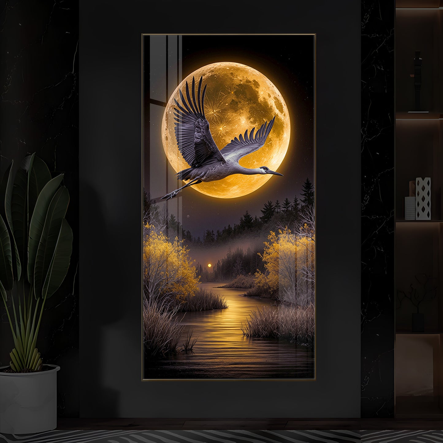 Regalia Bird Modern Luxury Backlight Vertical Wall Art
