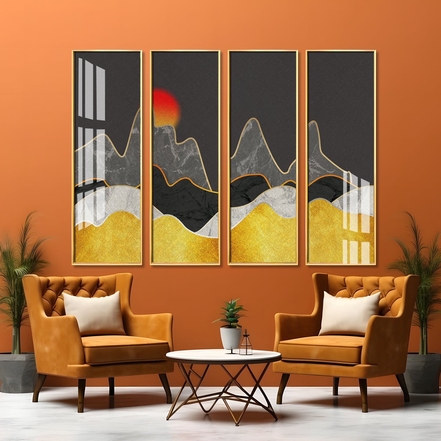 Majestic Night Premium Acrylic Vertical Wall Art (set of 4)