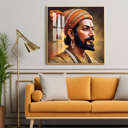 Divine Chhatrapati Shivaji Maharaj Ji Premium Acrylic Square Wall Art