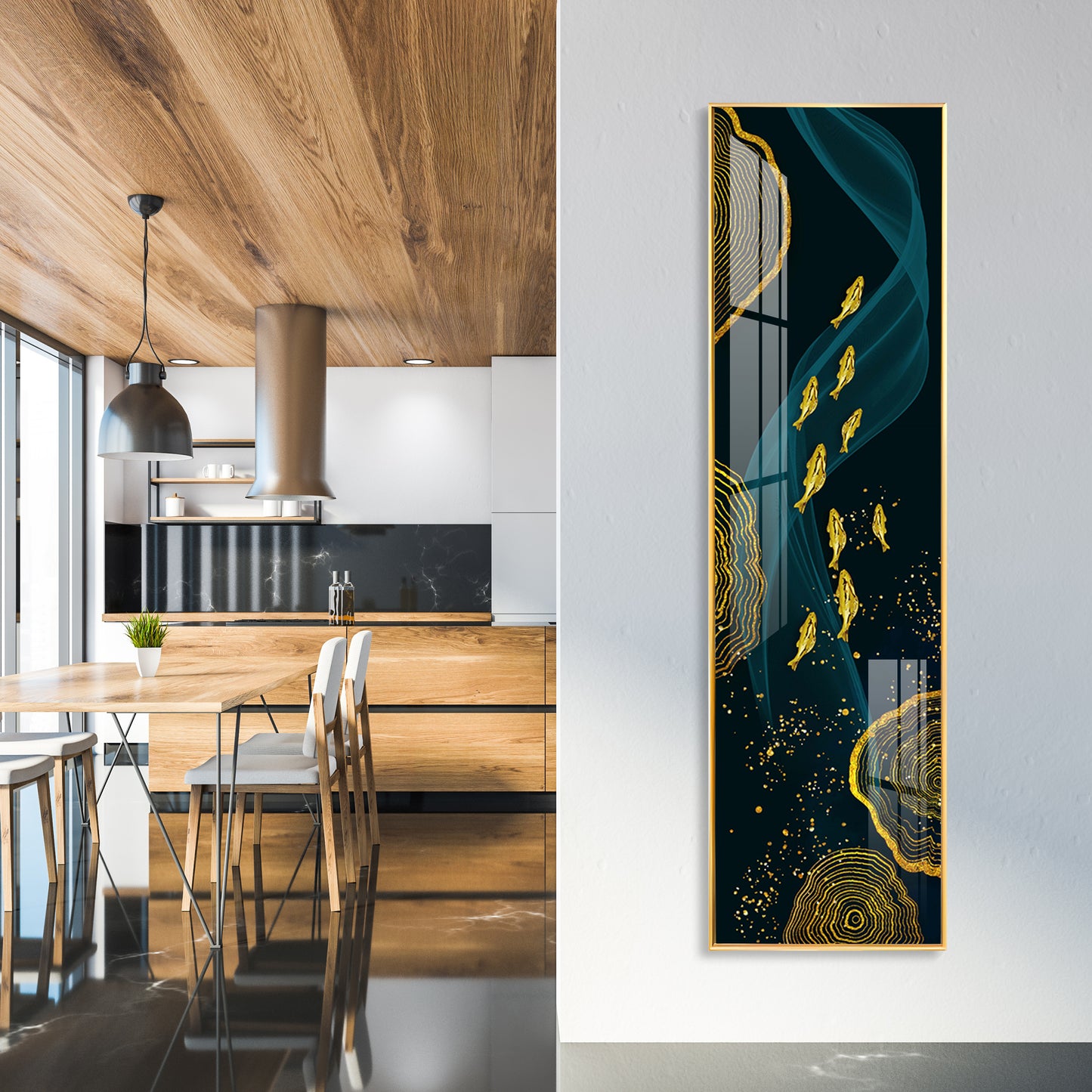 Oceanic Gold Fish Premium Acrylic Vertical Wall Art