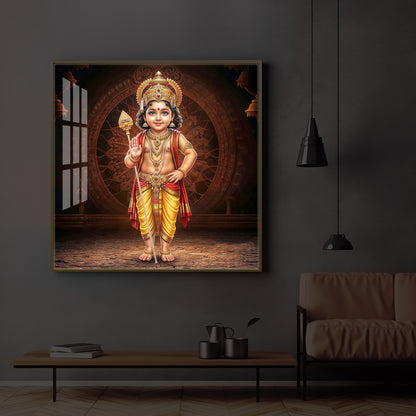 Divine Lord Murugan Modern Luxury Backlight Square Wall Art