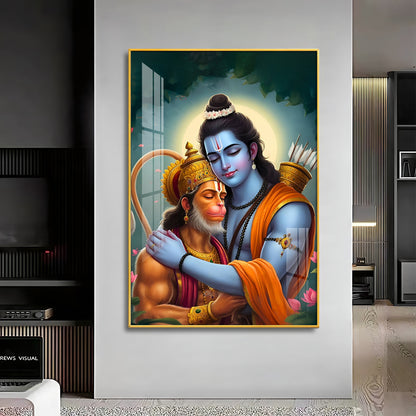 Lord Rama And Hanuman Brotherhood Premium Acrylic Wall Art