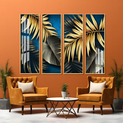 Golden Ferns Premium Acrylic Vertical Wall Art (set of 4)