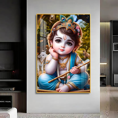 Little Krishna Reverberations Premium Vertical Acrylic Wall Art