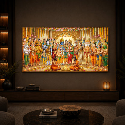 Divine Depiction of Shrinivasa Kalyanam Modern Luxury Backlight Horizontal Wall Art