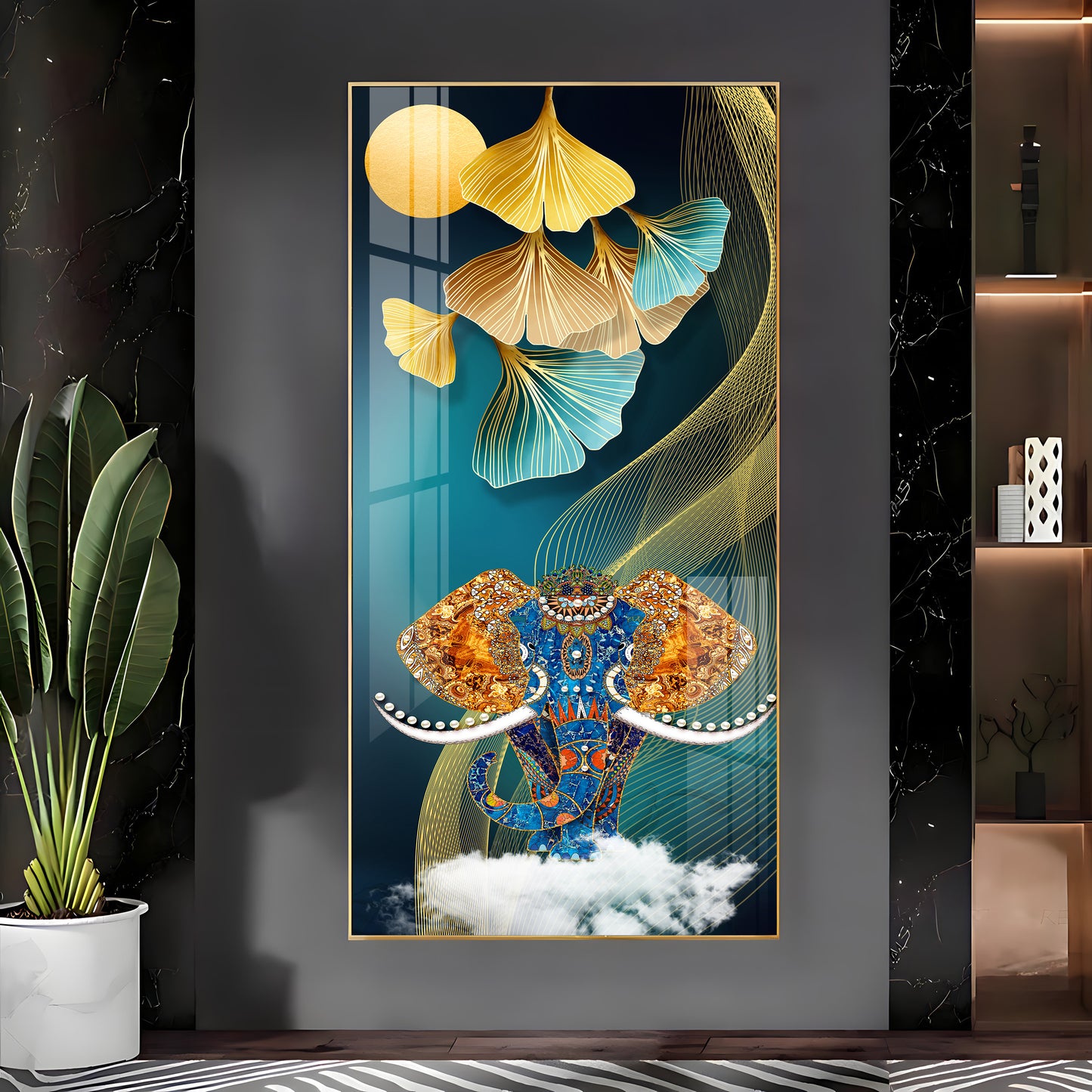 Jeweled Elephant Premium Acrylic Vertical Wall Art