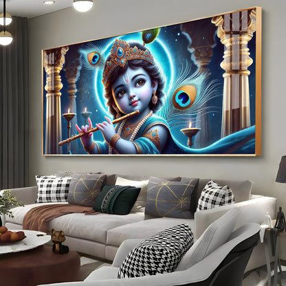 Little Krishna Blessing Premium Acrylic Horizontal Wall Art