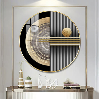 Golden Orb Premium Acrylic Round Wall Art