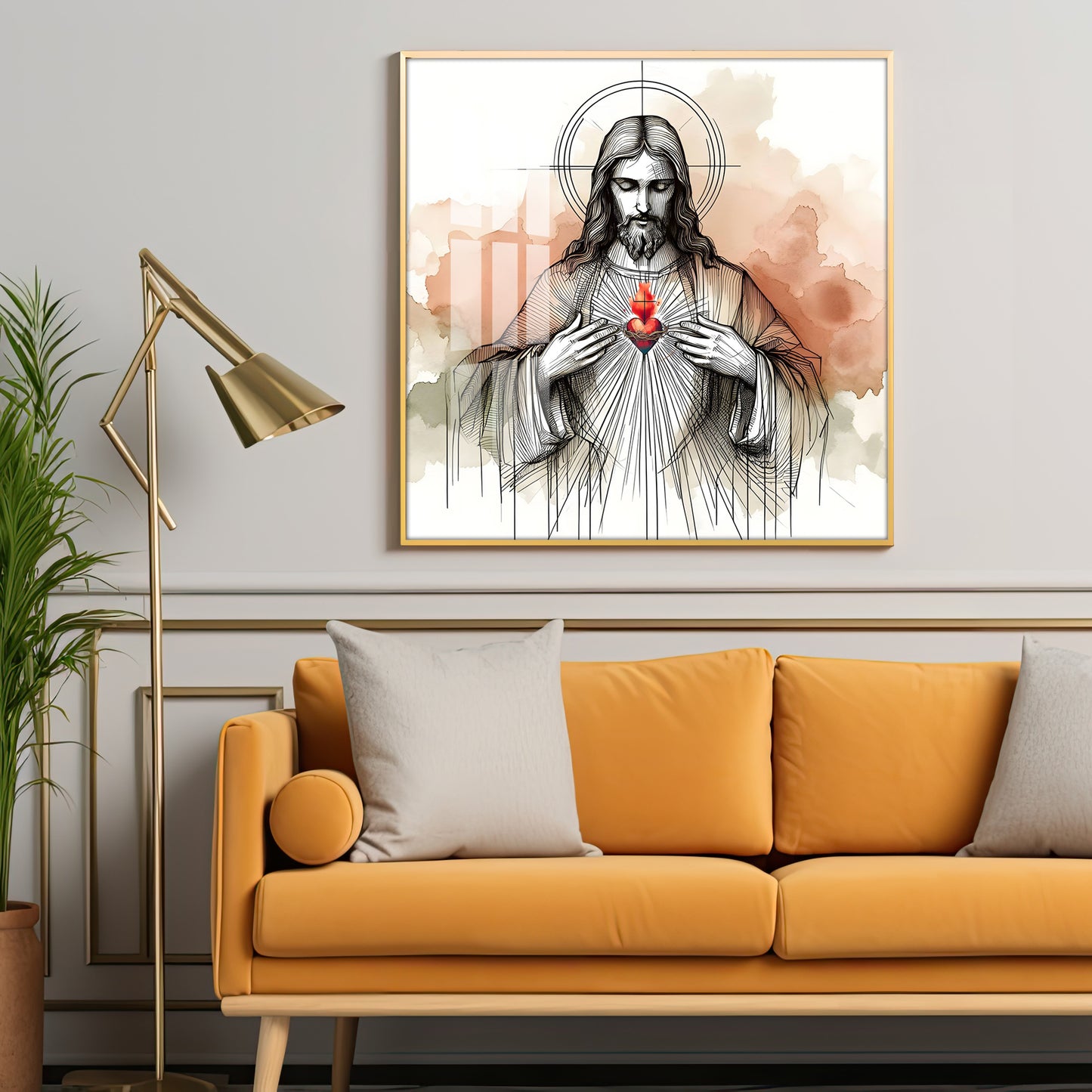 Sketch Spirit of Jesus Premium Acrylic Square Wall Art