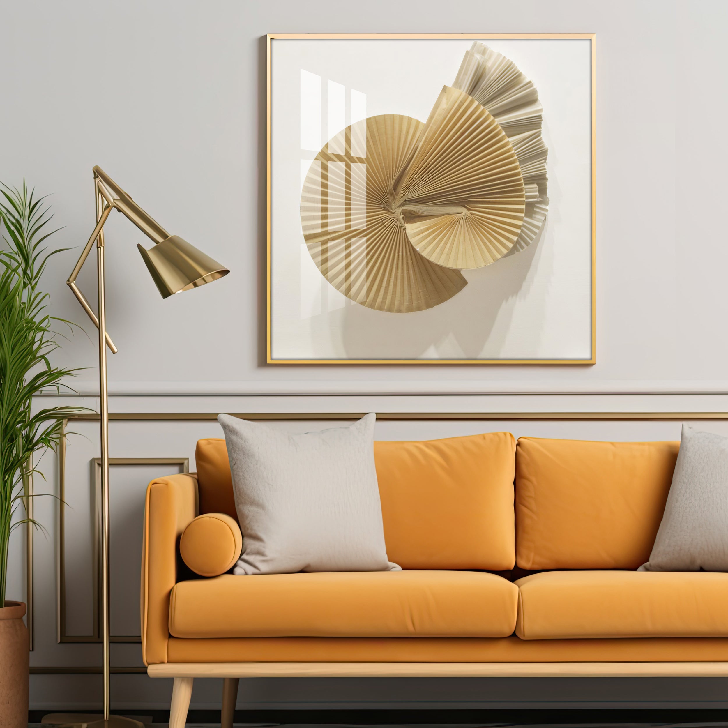 Beautiful Golden Formation Premium Acrylic Square Wall Art