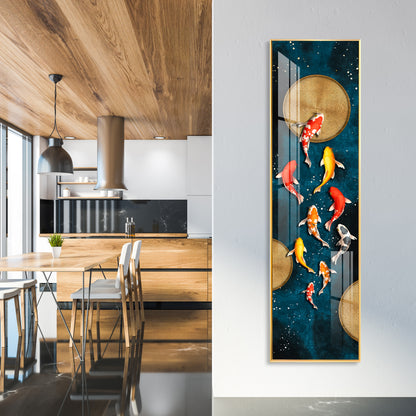 Lucky Koi Fishes Premium Acrylic Vertical Wall Art