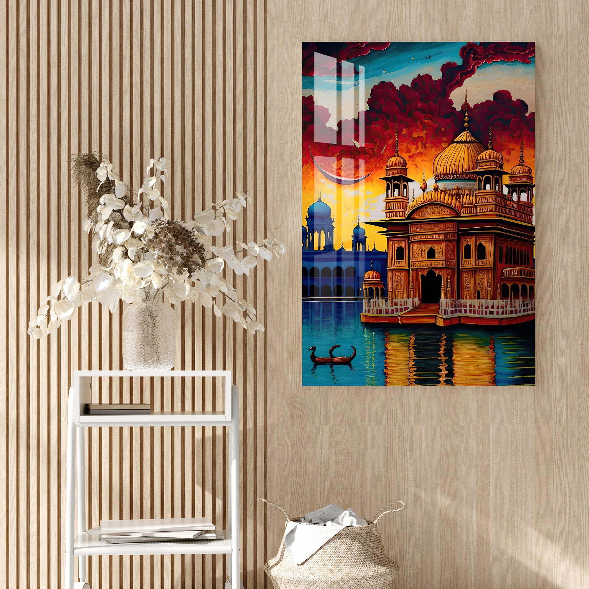 Twilight Golden Temple Acrylic Wall Art