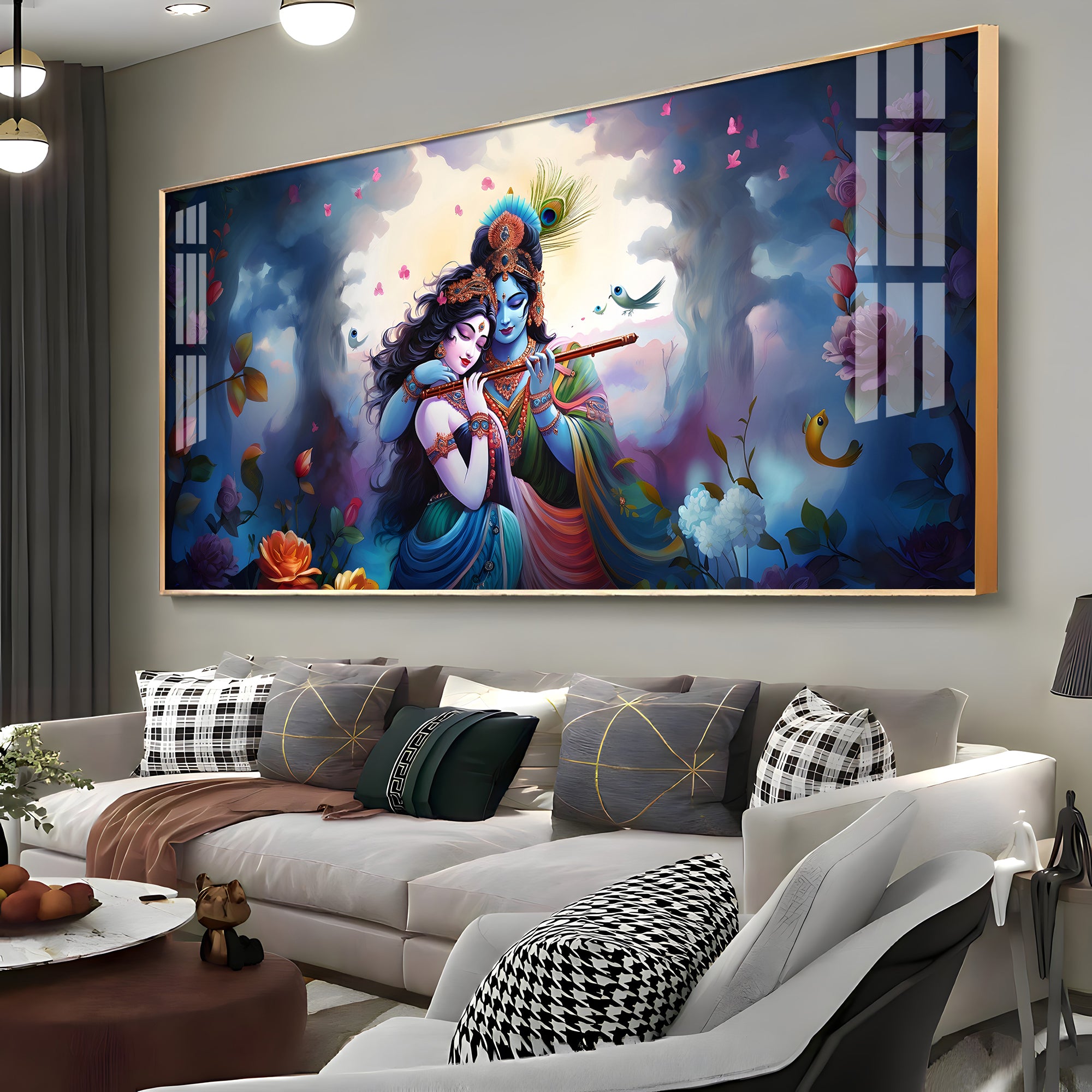 Astounding Love Of Radha Krishna Premium Acrylic Horizontal Wall Art