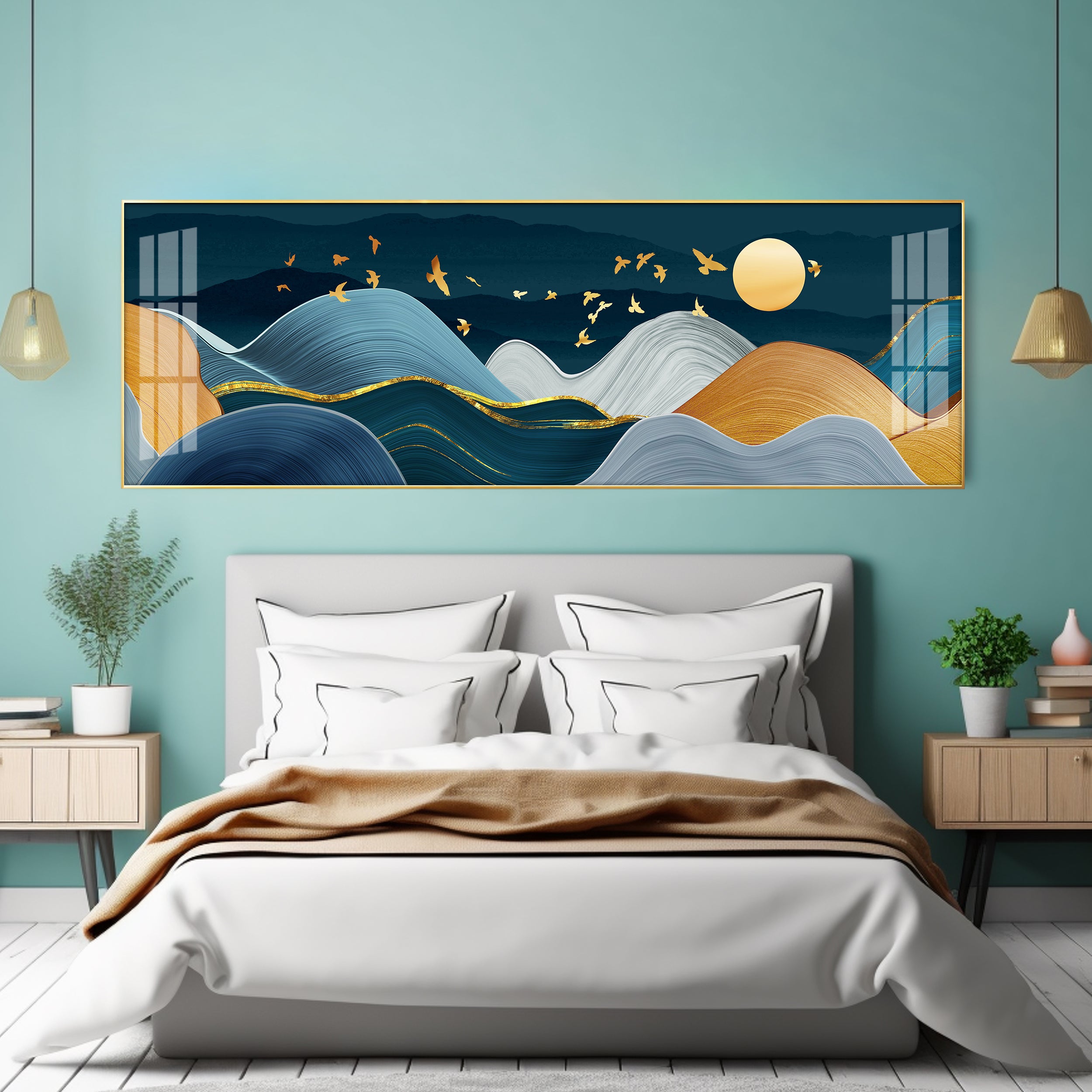 Scandinavian Mountains Luxury Crystal Horizontal Wall Art