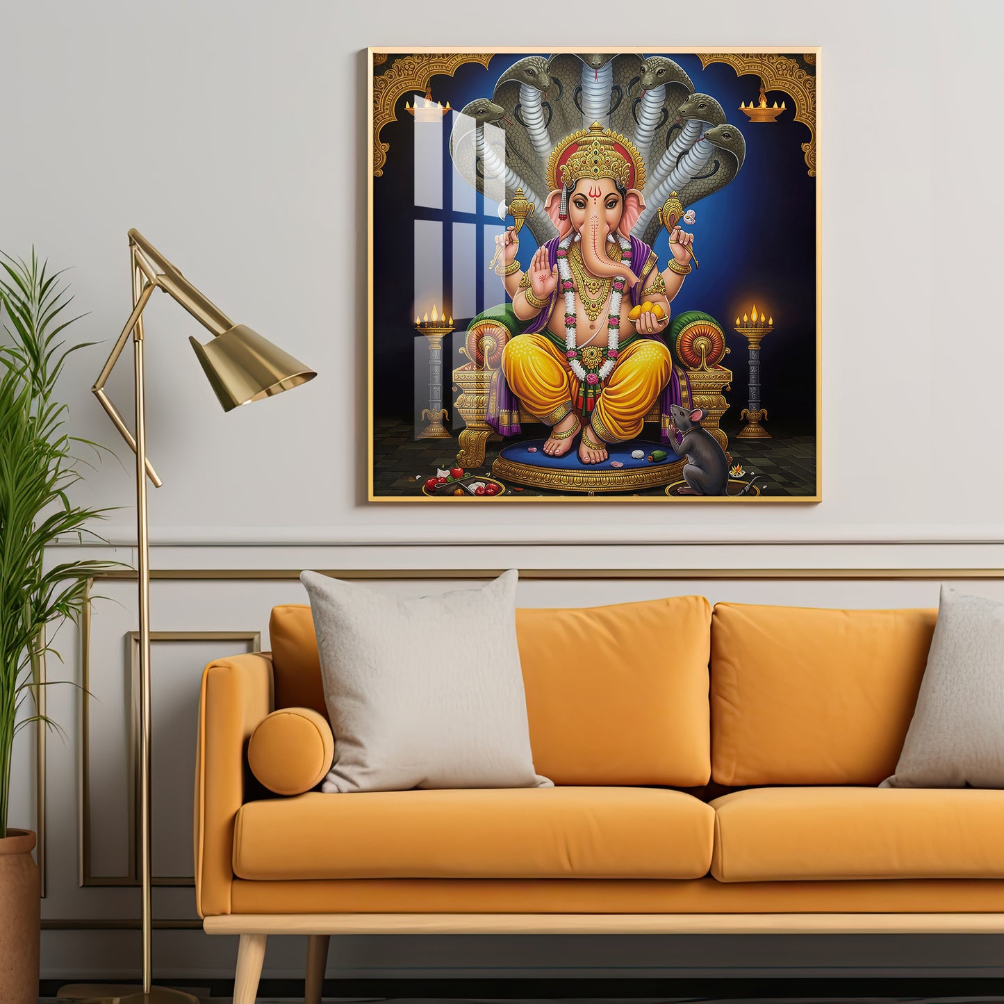 Jai Ganesha Ji Premium Acrylic Square Wall Art