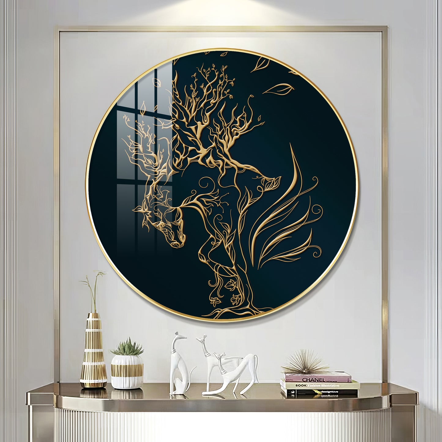 Golden Halo Premium Acrylic Round Wall Art