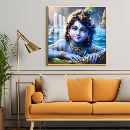 Little Krishna Premium Acrylic Square Wall Art