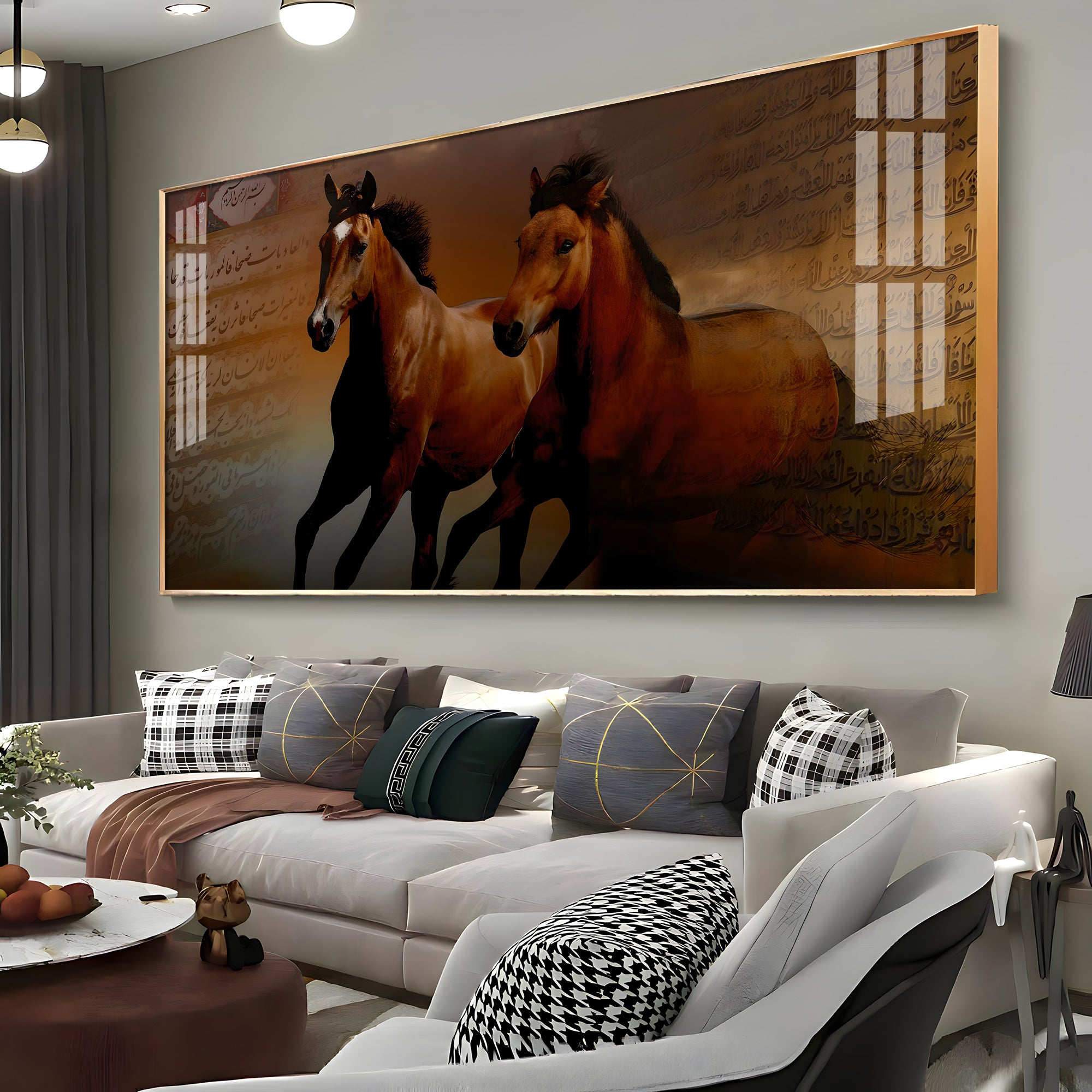 Arabic Horses Premium Acrylic Vertical Wall Art