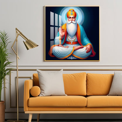 Divine Guru Nanak Dev Ji Premium Acrylic Square Wall Art