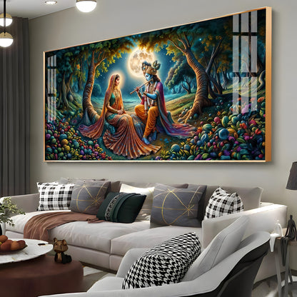 Krishna Radha Colorful Painting Premium Acrylic Horizontal Wall Art