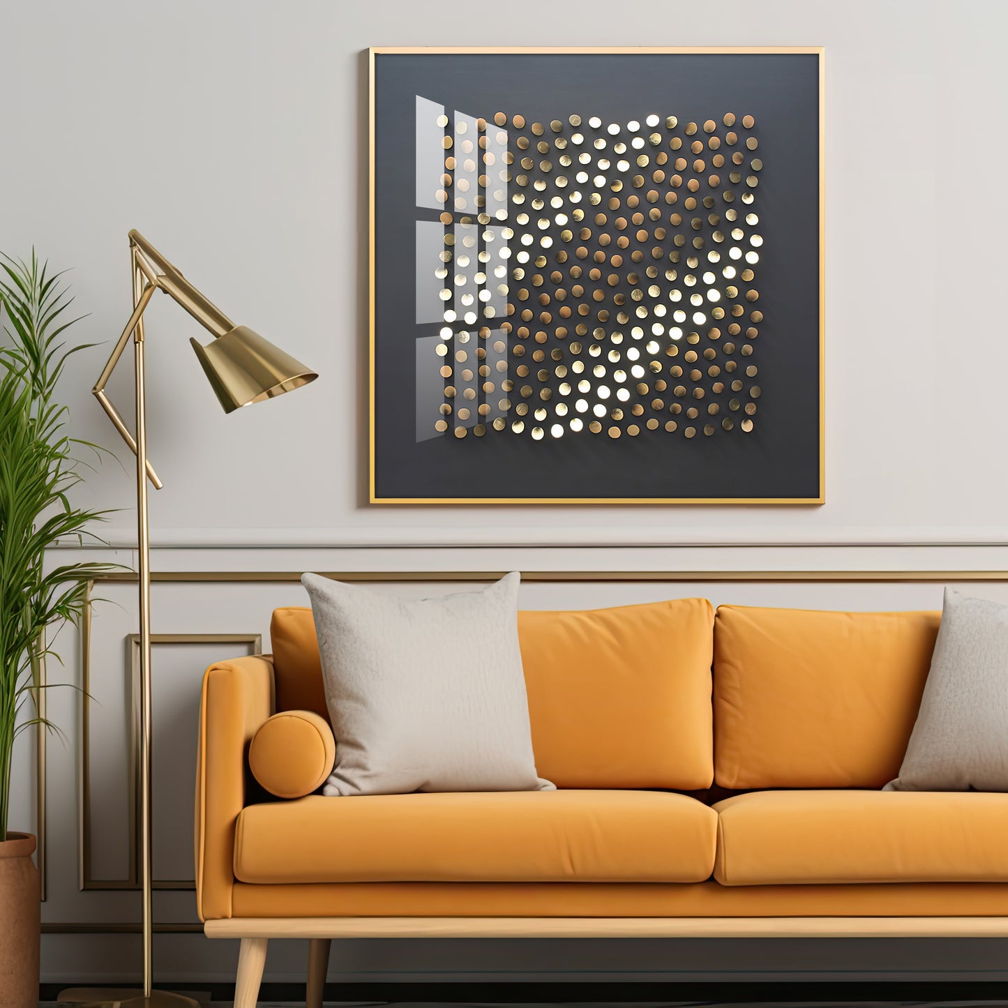 Golden Pebbles Premium Acrylic Square Wall Art