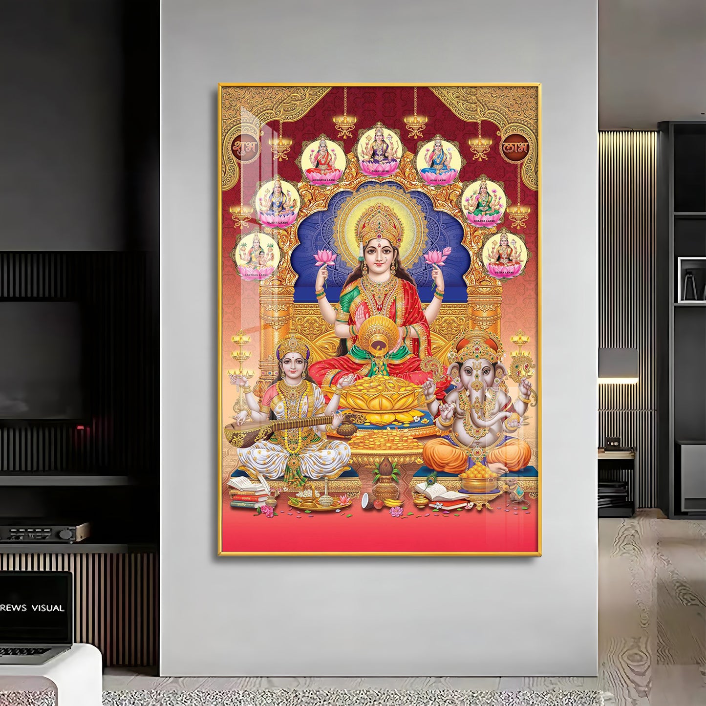 Enchanted Divinity Of Maha Laxmi Ji Premium Acrylic Vertical Wall Art