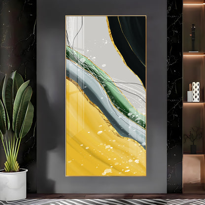 Golden Greens Premium Acrylic Vertical Wall Art