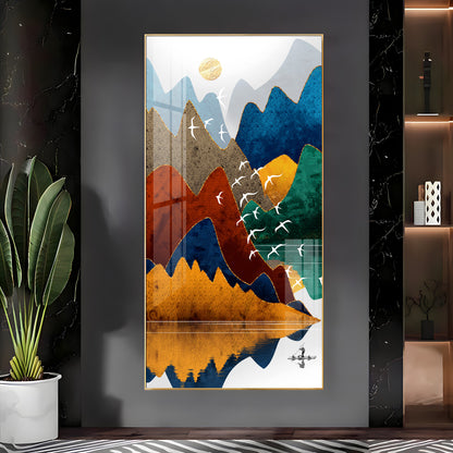 Colorful Mountains Premium Acrylic vertical Wall Art