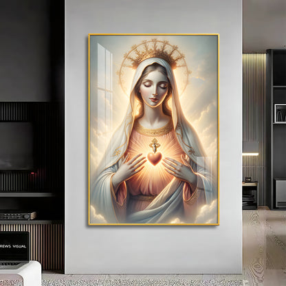 Divine Embrace of Mary Premium Acrylic Vertical Wall Art