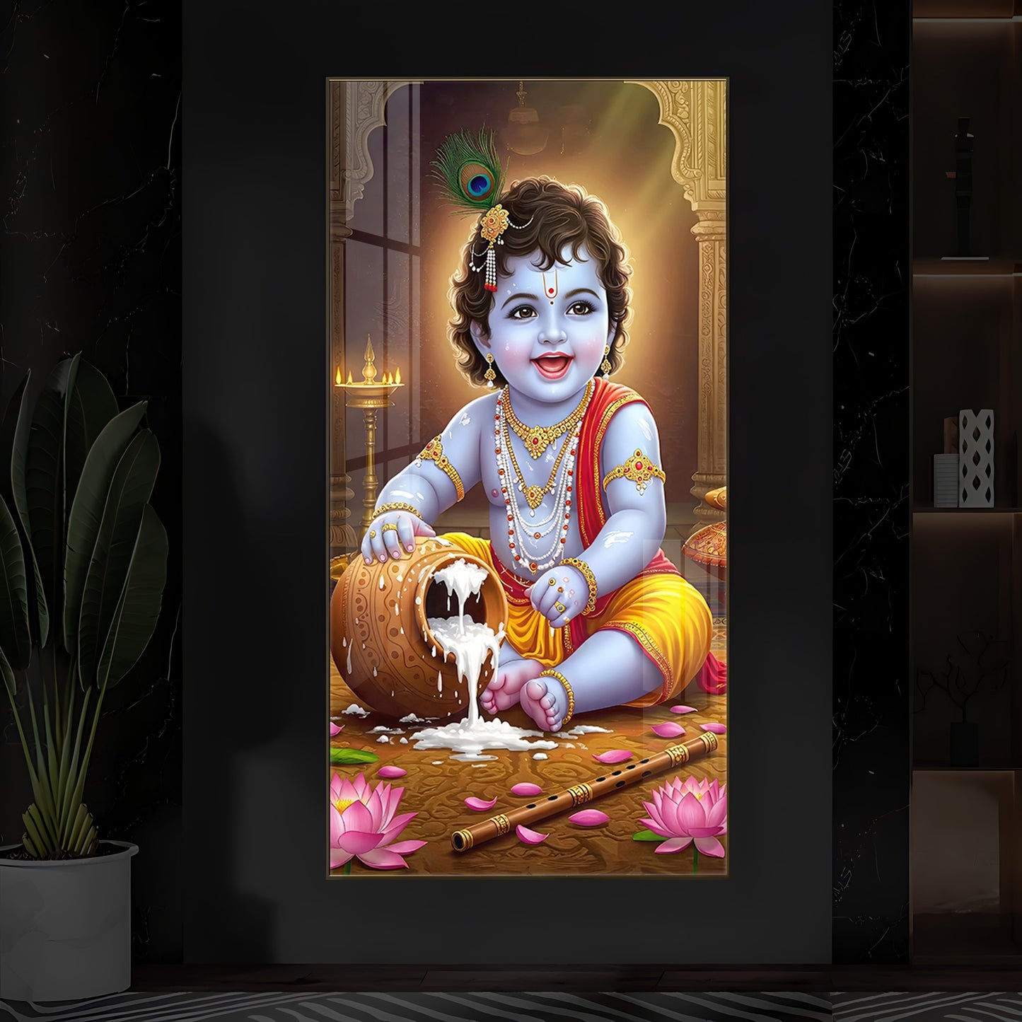 Bal Krishna Modern Luxury Backlight Vertical Wall Art