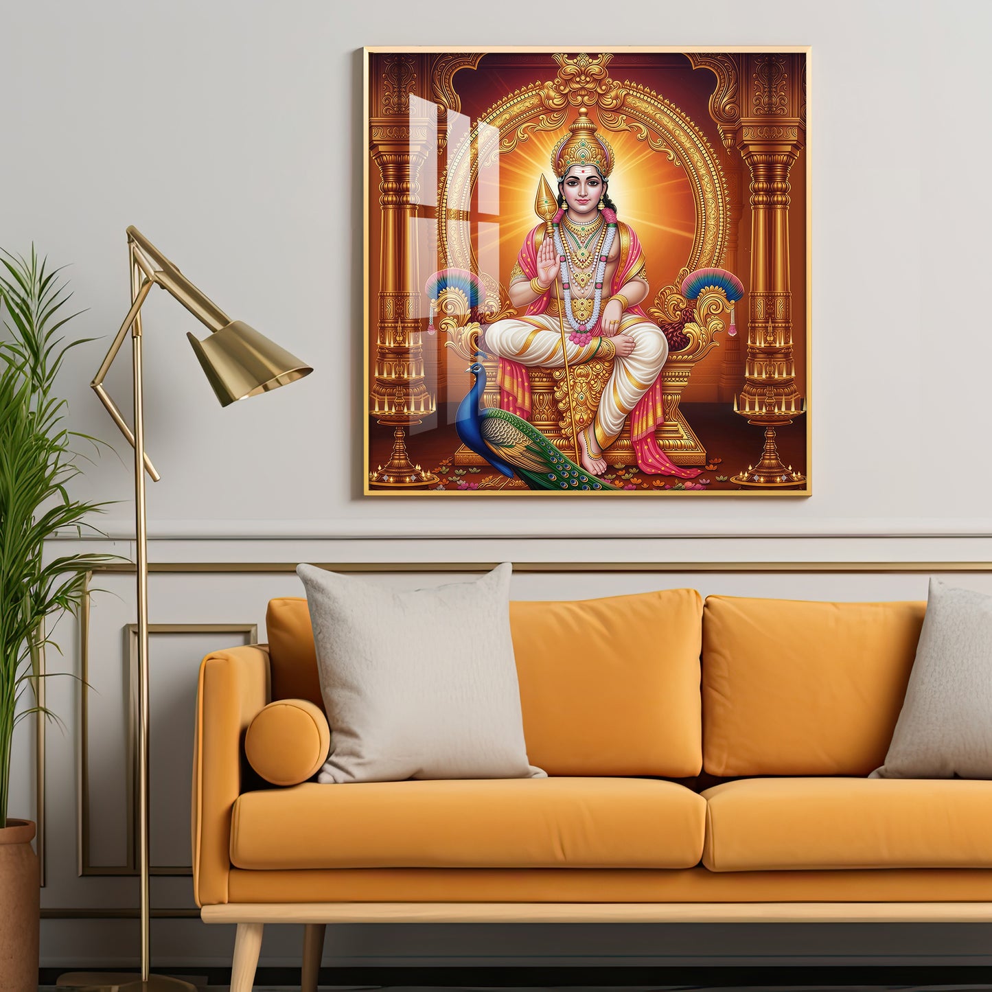 Lord Murugan and His Blessings Premium Acrylic Square Wall Art