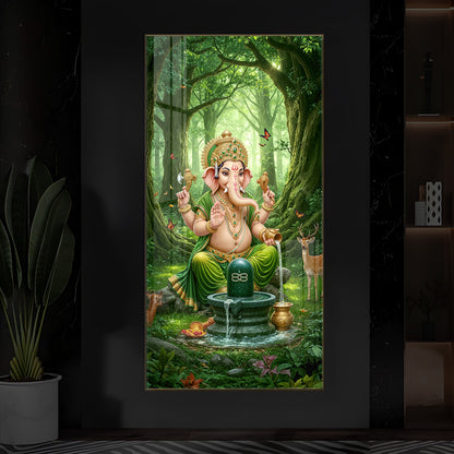 Jai Shri Ganesh Modern Luxury Backlight Vertical Wall Art