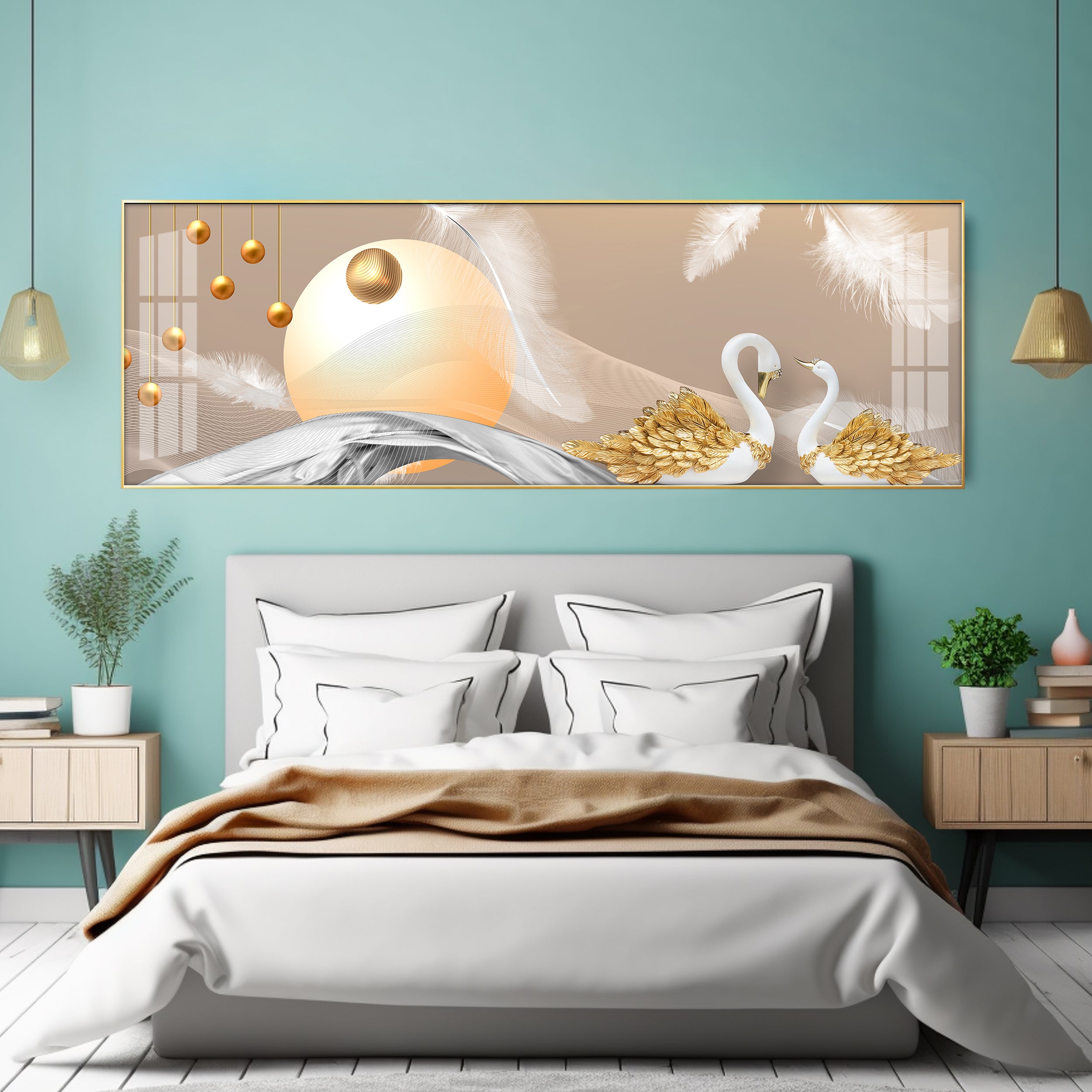 Jeweled Swan Premium Acrylic Horizontal Wall Art