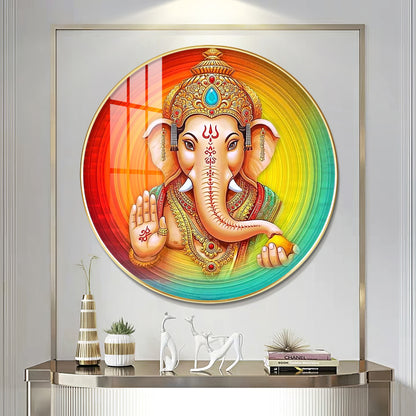 Lord Ganesha Premium Acrylic Round Wall Art